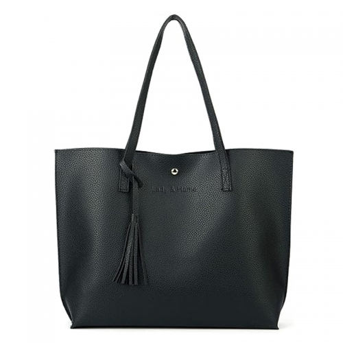 PU Faux Leather Tote Bag with Tassel Shoulder Purse PU Faux Leather Tote Bag with Tassel Shoulder Purse