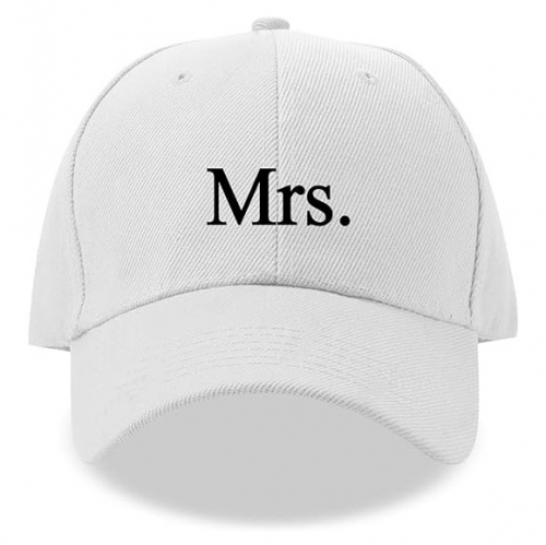 Mrs White Washed Cotton White Baseball Cap for Bride Mrs White Washed Cotton White Baseball Cap for Bride